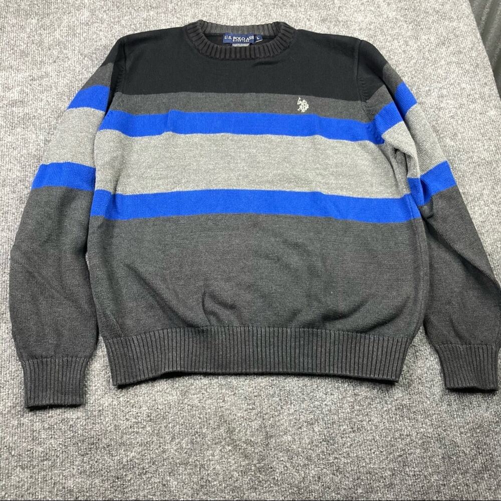 US Polo Association stripped weater Size‎ large color block blue black